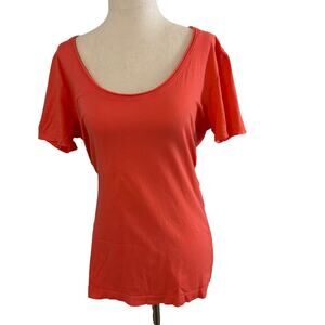 Michael Stars Pink Coral T Shirt One Size 100% Cotton Scoop Neck Basic Tee
